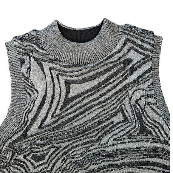 By ANTHROPOLOGIE Metallic Sleeveless Mock-Neck Sweater Mini Dress XL Petite - Picture 9 of 12